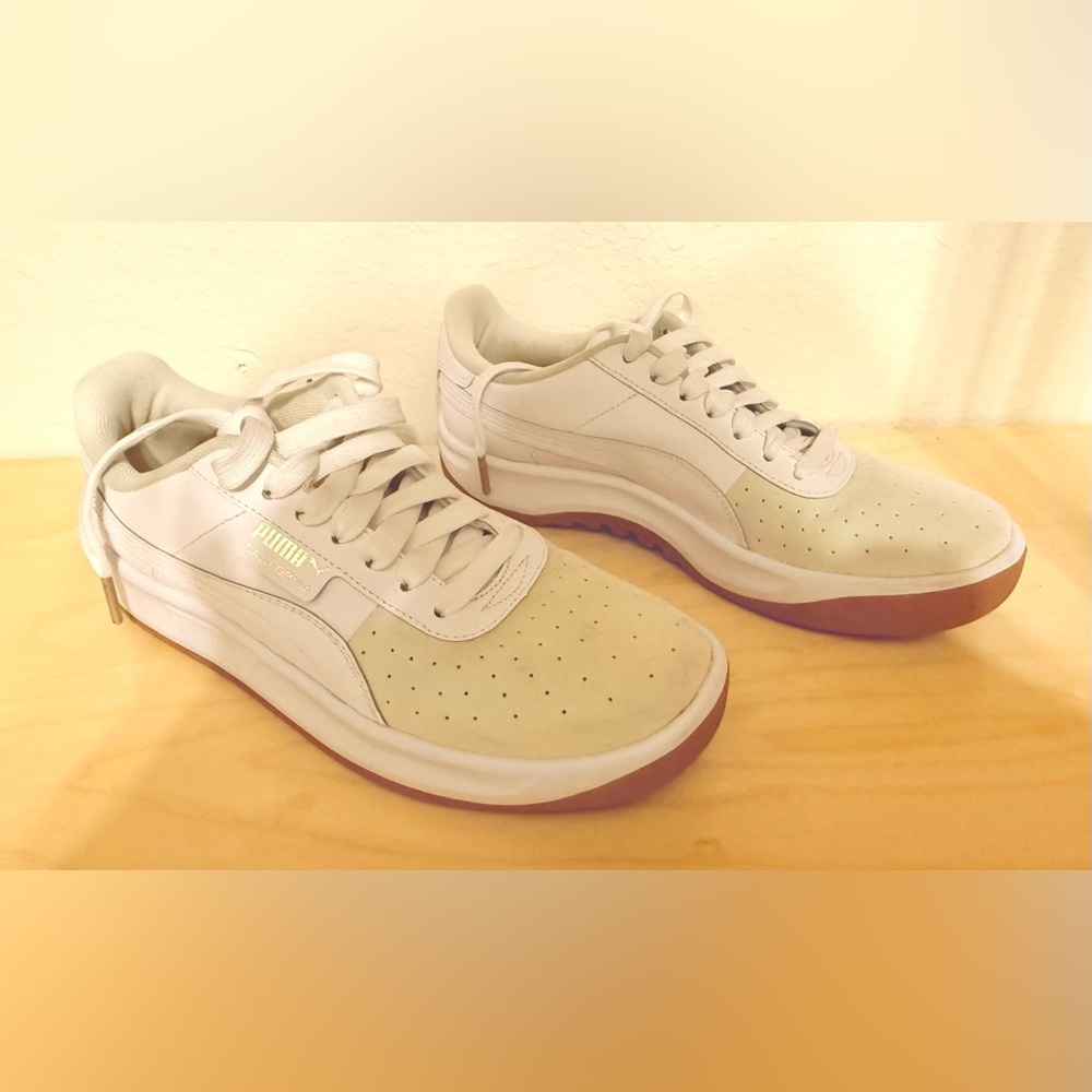 Puma California Cream and White Casual Sneakers